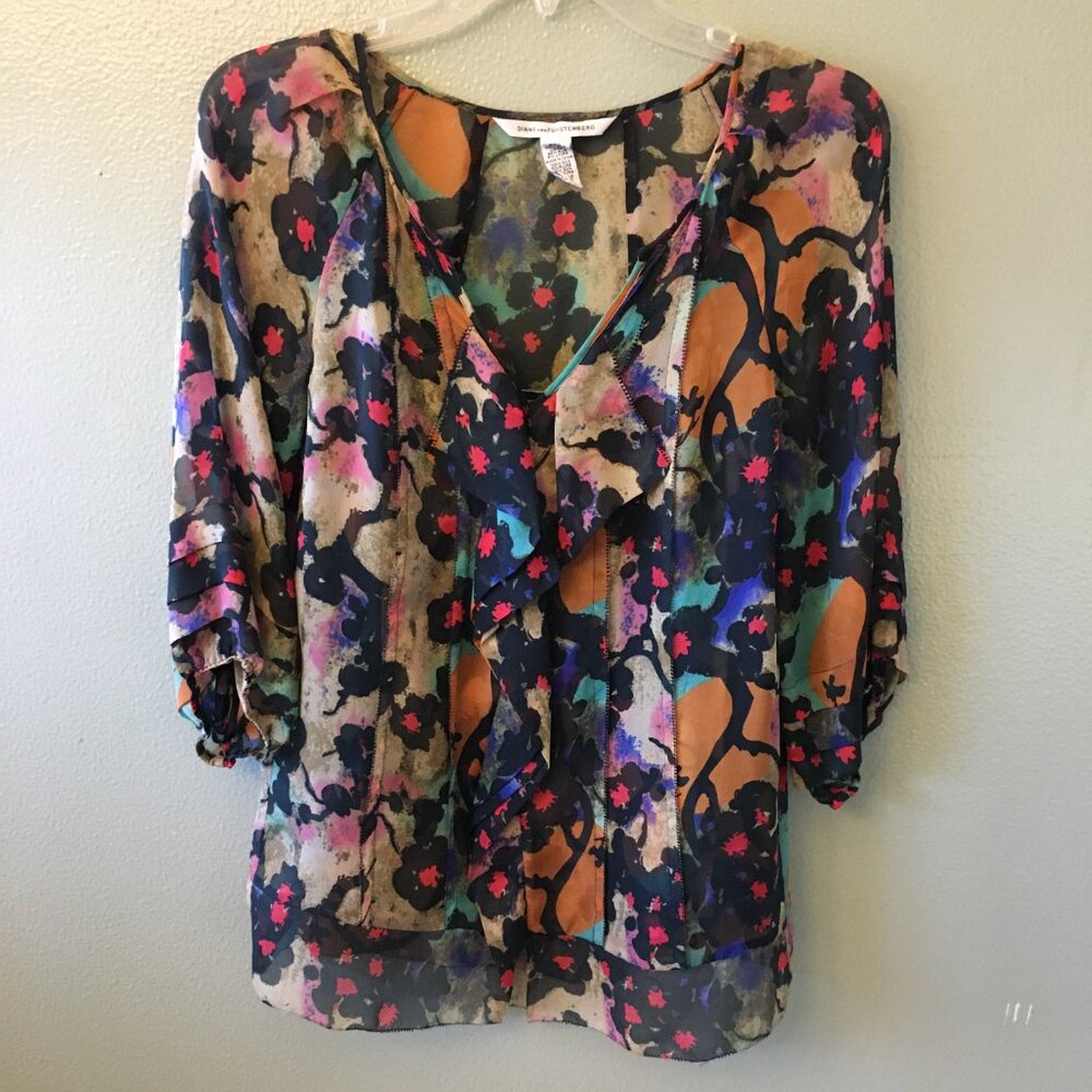 dvf diane von furstenbrg jael silk sheer floral blouse